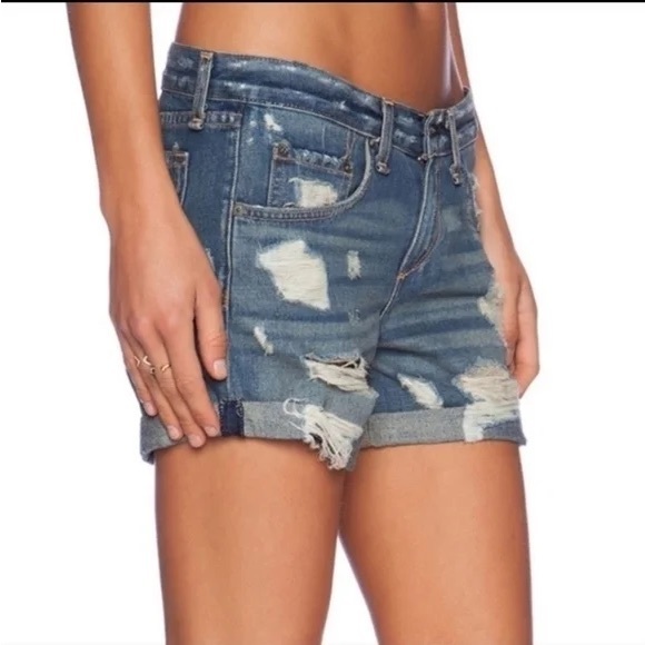 Rag & Bone | Distressed Denim Shorts in Obispo Rebel - Picture 3 of 10